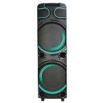 1026 Dual 2x 10 inch Large Wooden DJ Professional Partybox Subwoofer Karaoke RGB Light with 2x Wireless Microphones