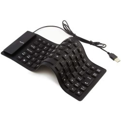 Silicone Rubber Keyboard Waterproof Flexible Foldable Silent USB Black