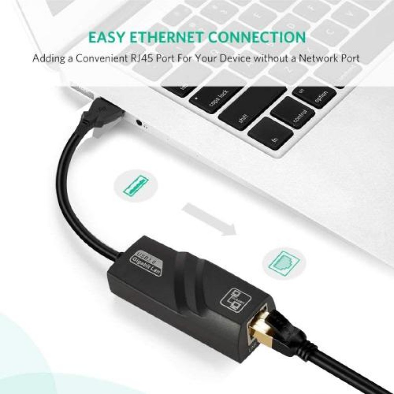 Adaptateur USB 3.0 Vers Ethernet RJ45 Gigabit 1000/100 Mbps Câble 15cm - Neuf