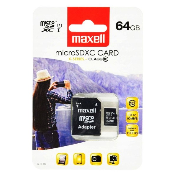 MAXELL 64GB Micro SD XC class10 with SD Adapter 2x Faster